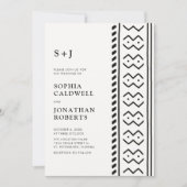 All in One Modern Boho Mudcloth Monogram Wedding Einladung (Vorderseite)