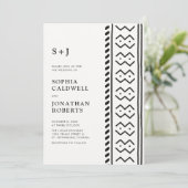 All in One Modern Boho Mudcloth Monogram Wedding Einladung (Stehend Vorderseite)