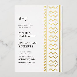 All in One Modern Boho Mudcloth Monogram Wedding Folieneinladung