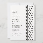 All in One Modern Boho Mudcloth Monogram Wedding I Einladung (Vorderseite)