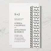 All in One Modern Boho Mudcloth Monogram Wedding I Einladung (Vorne/Hinten)