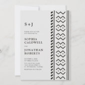 All in One Modern Boho Mudcloth Monogram Wedding I Einladung (Vorderseite)