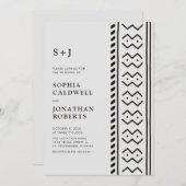 All in One Modern Boho Mudcloth Monogram Wedding I Einladung (Vorne/Hinten)