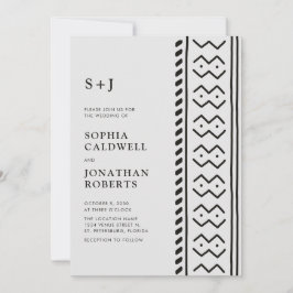 All in One Modern Boho Mudcloth Monogram Wedding I Einladung