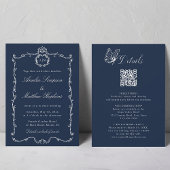 All in One Modern Classic French Wedding Navy Blue Einladung