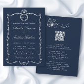 All in One Modern Classic French Wedding Navy Blue Einladung