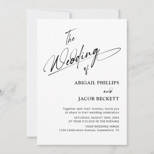 All in One Modern Minimalistische Schwarz-weiße Ho Einladung (Vorderseite)