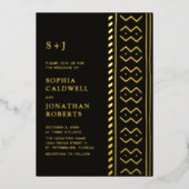 All in One Modern Mudcloth Monogram Wedding Gold Folieneinladung (Vorderseite)
