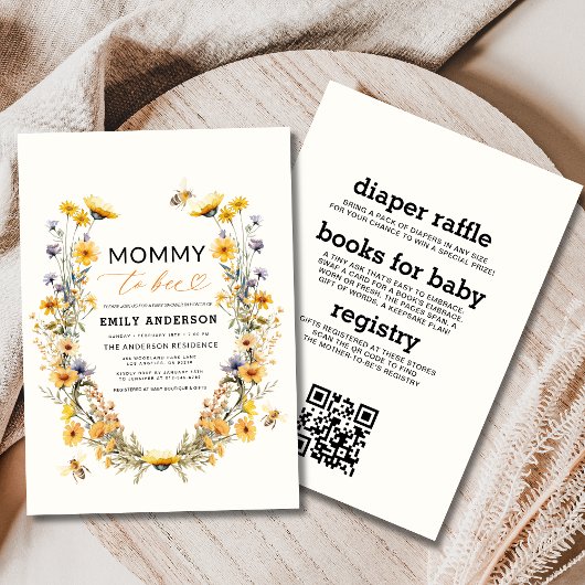 All in one Mommy to Bee Wildblume Baby Shower Einladung