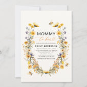 All in one Mommy to Bee Wildblume Baby Shower Einladung (Vorderseite)