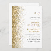 All in One Monogram Funkelnd Gold Glitzer Wedding Einladung (Vorne/Hinten)