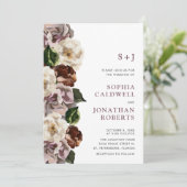 All in one Monogram Moody Floral Border Wedding Einladung (Stehend Vorderseite)