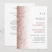 All in One Monogram Rose Gold Glitzer Wedding Einladung (Vorne/Hinten)