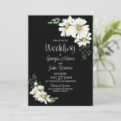 All in One Moody Black Daisies Wedding Invitation Einladung (Stehend Vorderseite)