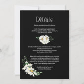 All in One Moody Black Daisies Wedding Invitation Einladung (Rückseite)