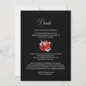 All in one Moody Rote Rose Floral Black Wedding Einladung (Rückseite)