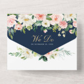 All in One Navy Blue Gold Blush Wedding Einladung (Rückseite)