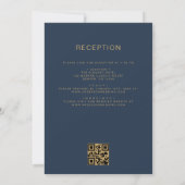 All in One Navy Blue Gold Wedding QR Code Script Einladung (Rückseite)