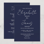 All in one Navy Blue Minimalistisch Elegante Hochz Einladung (Vorne/Hinten)