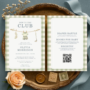 All in One Neu im Club Clothesline Baby Shower Einladung