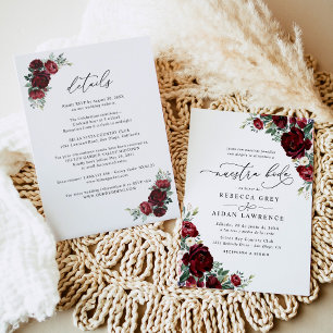All In One Neustra Boda Rustic Red Florale Hochzei Einladung