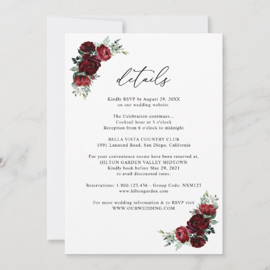 All in one Neustra Boda rustikale Hochzeit der Rot Einladung (Rückseite)