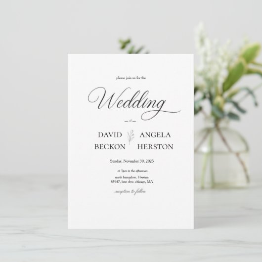 All-In-One Neutral Modern Boho Wedding  Einladung (Stehend Vorderseite)