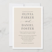 All in one neutrale Beige QR Code Hochzeit Einladung (Vorderseite)
