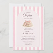 All in One New Chapter Begins Pink Bow Baby Shower Einladung (Vorderseite)