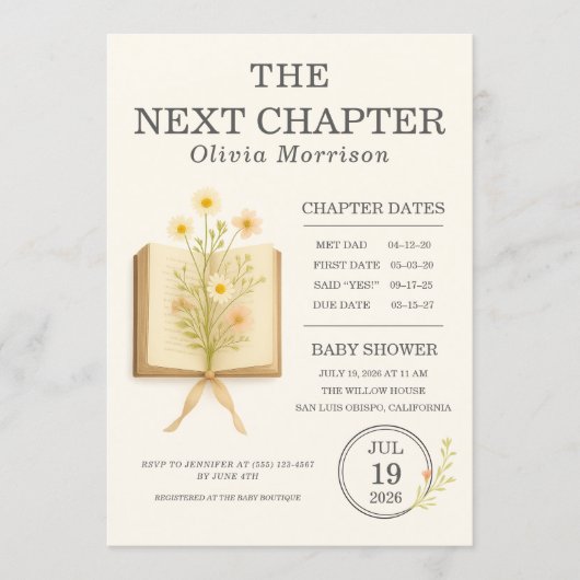 All in One Next Chapter Begins QR Code Baby Shower Einladung (Vorderseite)