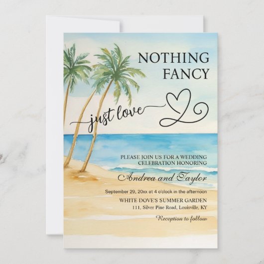 All in One Nothing Fancy Just Love Beach Palm Tree Einladung (Vorderseite)