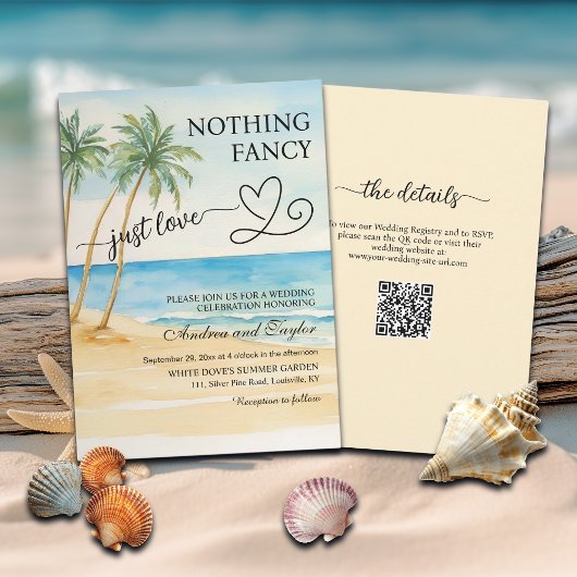 All in One Nothing Fancy Just Love QR Code Beach Einladung