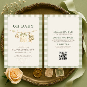 All in One Oh Baby Teddy Bär Woodland-Baby-Party Einladung
