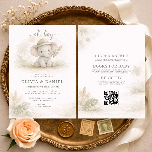 All in One Oh Boy Jungle Couples Baby Shower Einladung