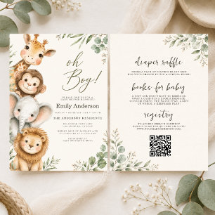 All in One Oh Boy Safari-Tier-Baby-Party für Junge Einladung