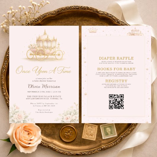 All in One Once Upon A Time Pink Baby Shower Einladung