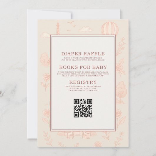 All in One Paris French Toile QR Code Baby Shower Einladung (Rückseite)