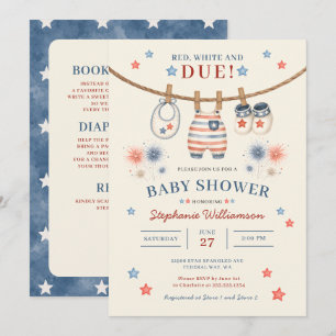 All In One Patriotische Wäscheleine Baby Shower Einladung