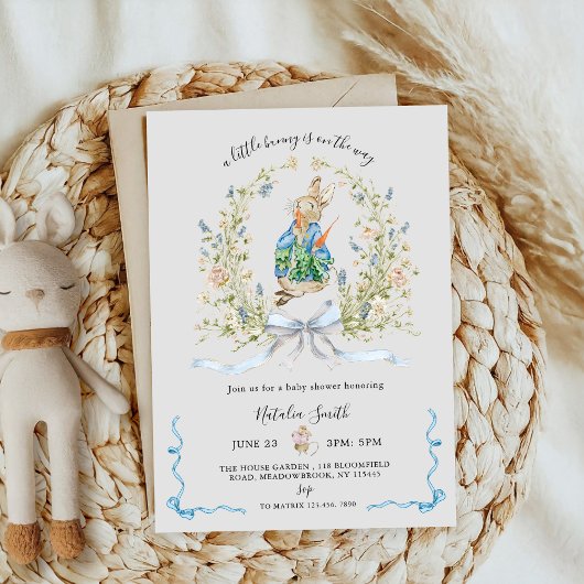 All in One Peter Rabbit Bunny QR Baby Shower  Einladung