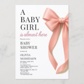 All in One Pink Bow Baby Shower Einladung (Vorderseite)