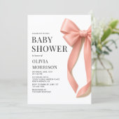 All in One Pink Bow Coquette Baby Shower Einladung (Stehend Vorderseite)