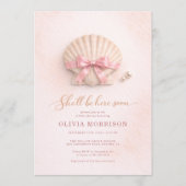 All in One Pink Bow Shell Mädchen Baby Shower  Einladung (Vorderseite)