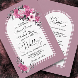 All In One Pink Floral Arch Dusty Rose Wedding Einladung