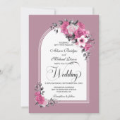 All In One Pink Floral Arch Dusty Rose Wedding Einladung (Vorderseite)