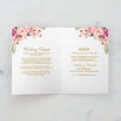 All in one pink floral Wedding Gold Einladung (Innenseite)
