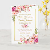 All in one pink floral Wedding Gold Einladung (Gelbe Blume)
