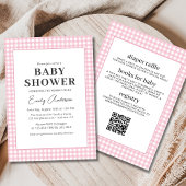 All in One Pink Gingham Baby Girl Dusche Einladung