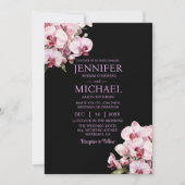 All in one Pink Orchids Black Wedding Einladungen (Vorderseite)