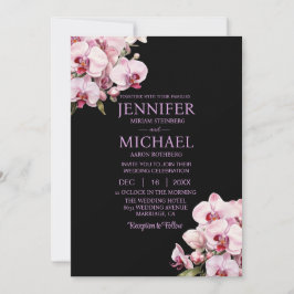 All in one Pink Orchids Black Wedding Einladungen