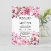 All in One Pink Orchids Hochzeitseinladungen Einladung (Stehend Vorderseite)